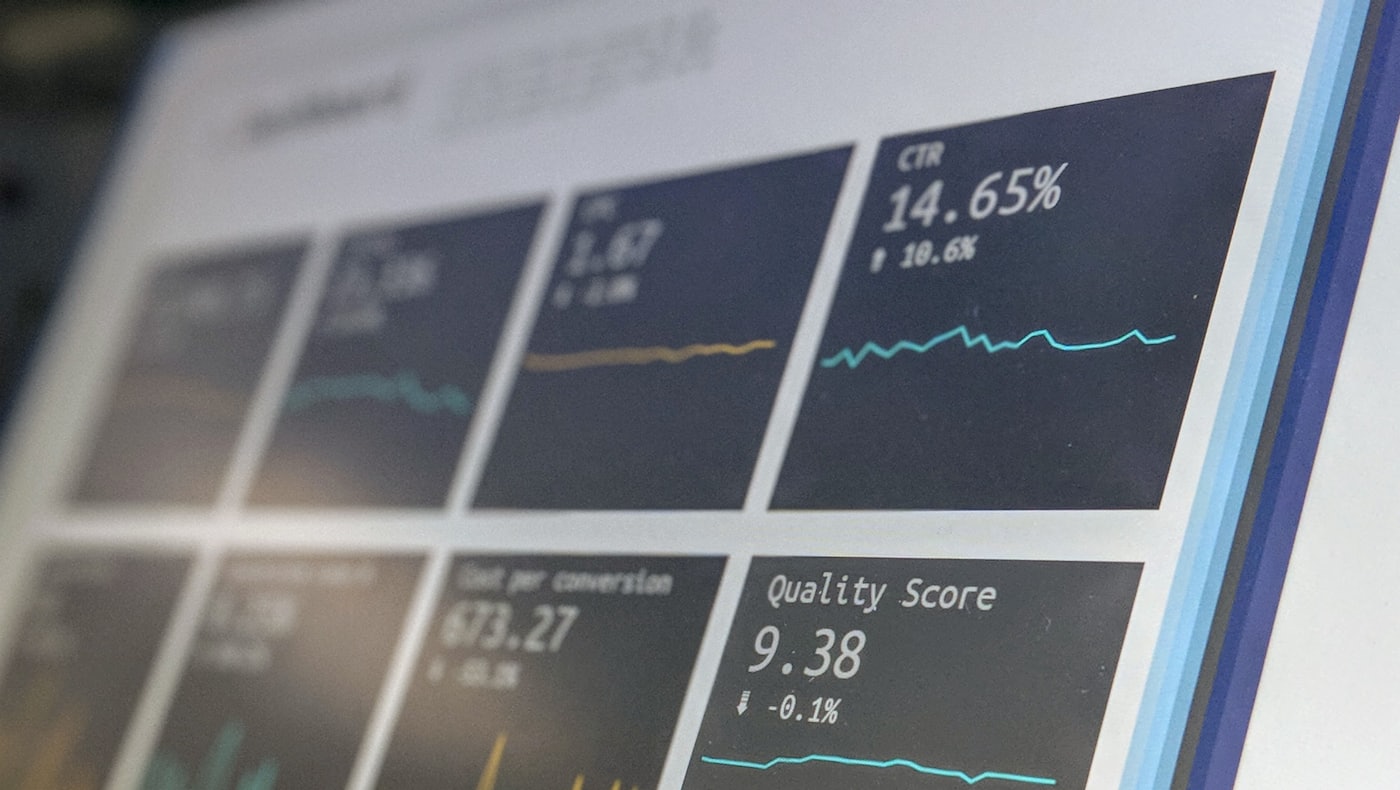 An analytics dashboard displaying performance metrics